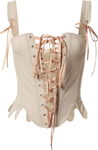Corsé con realce para mujer, estilo victoriano, cinturón steampunk, pirata, renacentista, corsé para sobrebusto, F1# Khaki Ren Faire Corset, L
