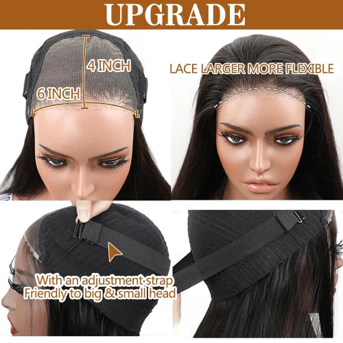 Miniatura 5 de Pelucas de Cabello Humano sin Pegamento Pre Desplumadas Pre Cortadas 6x4 DH Encaje Peluca Fácil de Poner Ondulada sin Pegamento Pelucas de Encaje