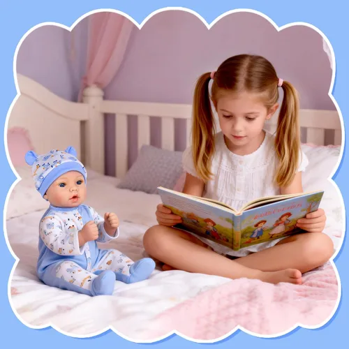 Miniatura 3 de Aori Reborn Baby Dolls Boy - Muñeca realista de bebé recién nacido de 18'' con juego de alimentación azul y certificado de nacimiento - Cuerpo