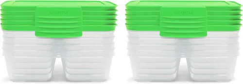 Sistema Nest It - Recipientes de almacenamiento de alimentos para preparación de comidas con tapas, 2 compartimentos, 3.7 tazas, plástico, paquete