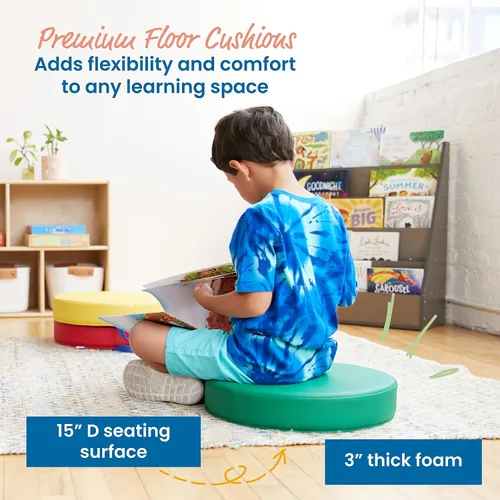 Miniatura 3 de ECR4Kids SoftZone Carry Me - Cojines de piso para asientos flexibles de aula, espuma de 3 pulgadas