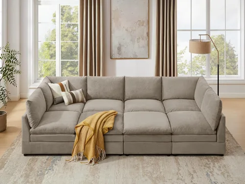 Miniatura 29 de VANOMi Sofá modular Cloud de 98 pulgadas para sala de estar, sofá cama moderno de gran tamaño con asiento profundo, otomana de cojín grueso de doble