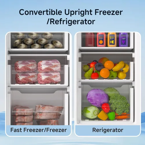 Miniatura 3 de BANGSON - Congelador vertical, congelador independiente de 7.0 pies cúbicos, congelador/refrigerador vertical convertible de una puerta para cocina