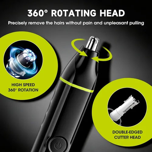 Miniatura 4 de Lanumi Kit de aseo 2 en 1 para hombre, recortadora de barba recargable inalámbrica, IPX7, maquinilla de afeitar eléctrica impermeable para nariz