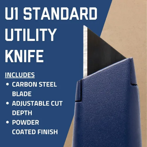 Miniatura 2 de AccuTec Pro Safety U1 Cuchillo utilitario estándar – Cuchillo de bolsillo resistente, afilado y seguro para profesionales – Incluye hoja de acero al