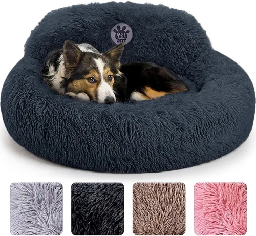 Miniatura 21 de PetJett - Cama calmante para perros pequeños, camas en forma de dona de 23 pulgadas, antideslizante y lavable, cama para mascotas de piel sintética