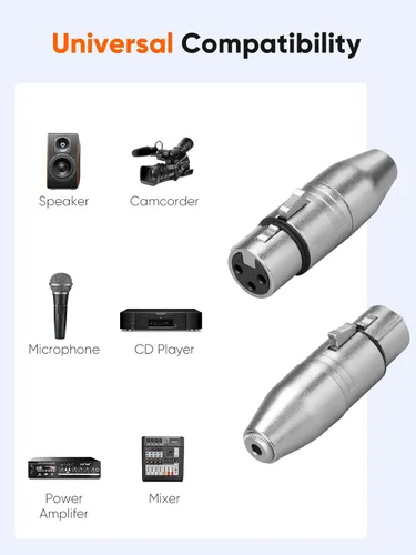 Miniatura 4 de CableCreation Adaptador hembra de 0.138 in a XLR 2 piezas, convertidor de audio estéreo X LR a 1/8 pulgadas, conector estéreo TRS hembra de 1/8