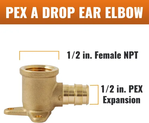 Miniatura 2 de SUNGATOR Paquete de 2 codos de oreja NPT hembra PEX A de expansión de 1/2 "x 1/2", ASTM F1960 solo para tubos Pex-A
