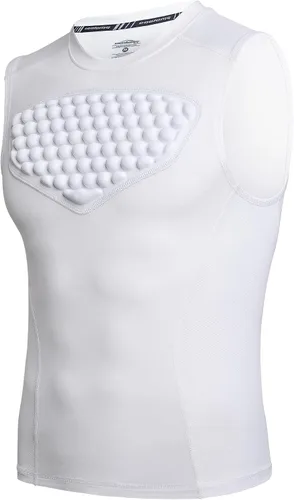 Miniatura 8 de COOLOMG Protector de pecho de béisbol juvenil Softbol Camisa acolchada Protector de corazón Protección del esternón para fútbol lacrosse Gris-blanco