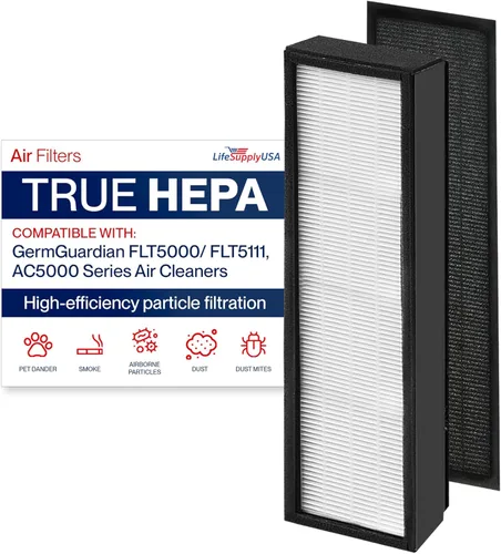 FLT5000/FLT5111 Filtro C de repuesto compatible con purificadores de aire de la serie GermGuardian AC5000 HEPA + prefiltro de carbono LifeSupplyUSA