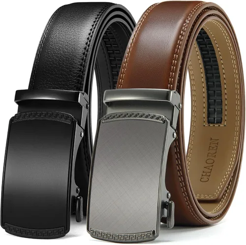 Miniatura 11 de CHAOREN Mens Belt Leather Ratchet Belt 2 Pack - Customizable Fit, Effortless Style (35mm)