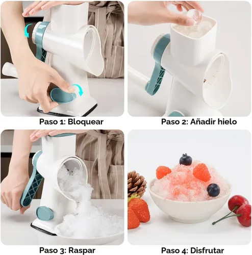 Miniatura 6 de KEOUKE Afeitadora de Hielo Rotatoria Manual en Blanco - Hoja de Acero Inoxidable, Mango Rápido y Ahorrador de Trabajo, Base de Succión Segura