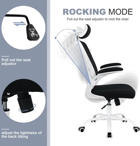 Miniatura 3 de Paquete de 10 sillas de oficina ergonómicas de escritorio, altura ajustable con ruedas, soporte lumbar de malla giratoria para computadora, silla