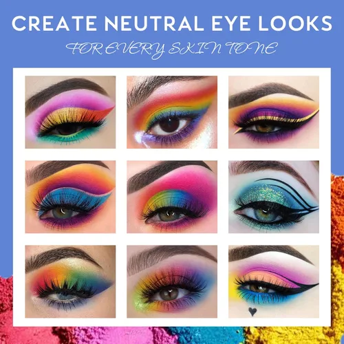 Miniatura 4 de UCANBE - Paleta de sombra de ojos colorida, 15 colores vibrantes brillantes, mate, metálica, neón, maquillaje para párpados, kit de regalo