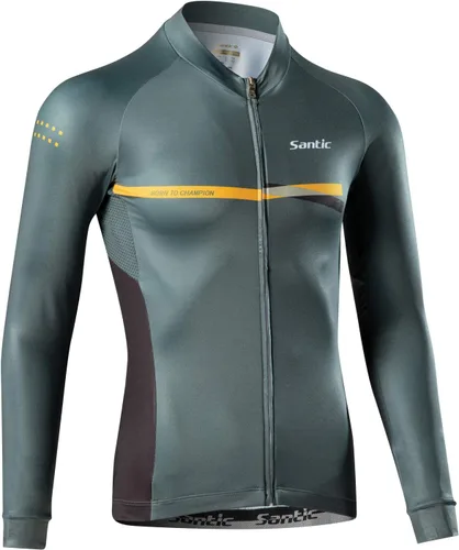 Miniatura 43 de Santic - Camiseta de ciclismo para hombre, manga larga, reflejante, cremallera completa, con bolsillos