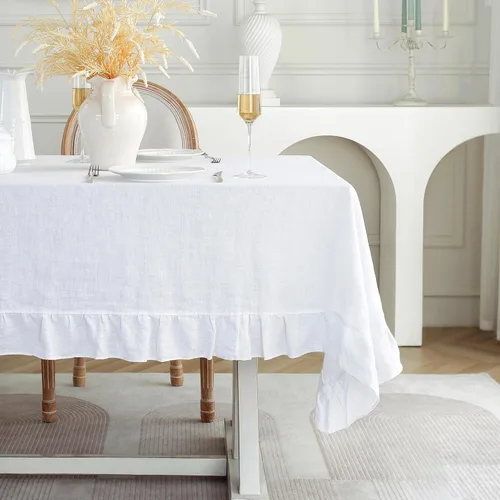 Miniatura 15 de Linen World - Mantel de lino de otoño de 55 x 55 pulgadas, mantel rectangular lavable de lino francés para comedor, al aire libre, bodas