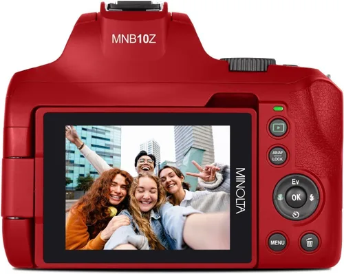 Miniatura 7 de Minolta Cámara digital de enfoque automático de 64 megapíxeles con zoom óptico de 10x, video Ultra HD 4K y disparo macro, paquete con tarjeta de Rojo