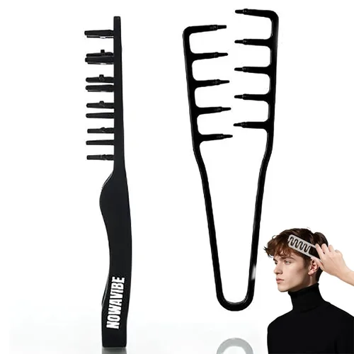 Nowavibe Magic Comb - Peine de peinado con textura para hombres y mujeres, volumen y textura instantáneos, sin roturas ni tirones, estilos en Negro