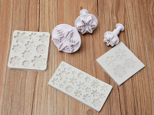 Miniatura 8 de Patelai 6 piezas Molde de silicona de copo de nieve 3D Molde de silicona de copo de nieve de fondant navideño para pastel, cupcake, chocolate