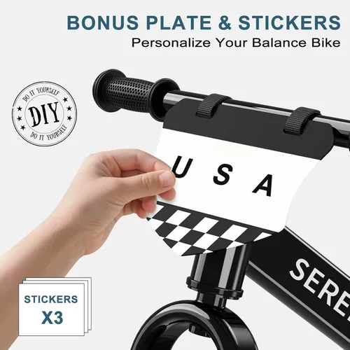 Miniatura 2 de SEREED Bicicleta de equilibrio para niños de 2 a 5 años, sin pedales, ajuste sin herramientas, regalo para niñas de 2 a 3 años, placa personalizable