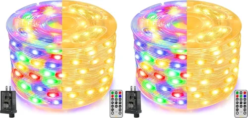 Miniatura 15 de Ollny Luces de Navidad para exteriores, 600 LED de 197 pies, luces multicolor para árbol de Navidad IP67, luces de hadas enchufables con control