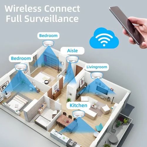 Miniatura 2 de Detector de humo de cámara oculta, cámara detector de humo de 10000 mAh con WiFi de 2.4 G y control remoto de aplicación/visión nocturna/detección