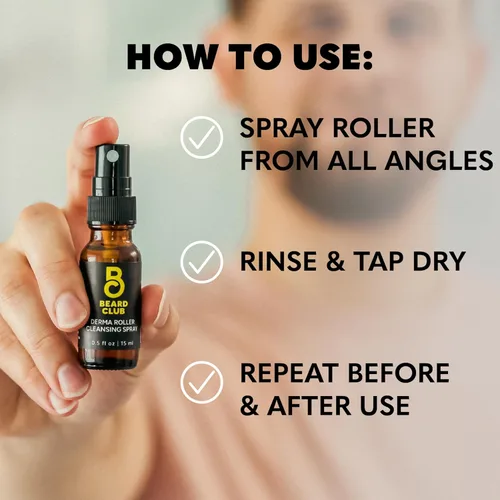 Miniatura 3 de The Beard Club Derma Roller Spray limpiador - Limpia y prolonga la vida útil del rodillo Derma - 0.5 onzas