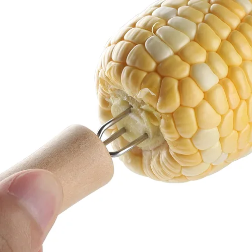 Miniatura 4 de Corn On The Cob - Juego de 20 soportes de mazorca de maíz de acero inoxidable con mango de madera, pinchos de mazorca, tenedores de maíz