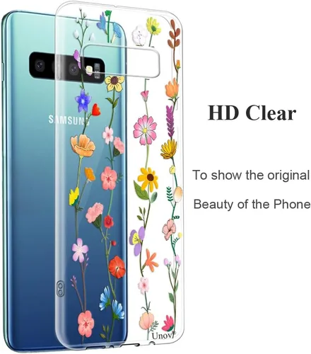 Miniatura 3 de Unov Funda para Galaxy S10, transparente con diseño, ajuste delgado, buen agarre, funda de teléfono en relieve, cubierta protectora a prueba