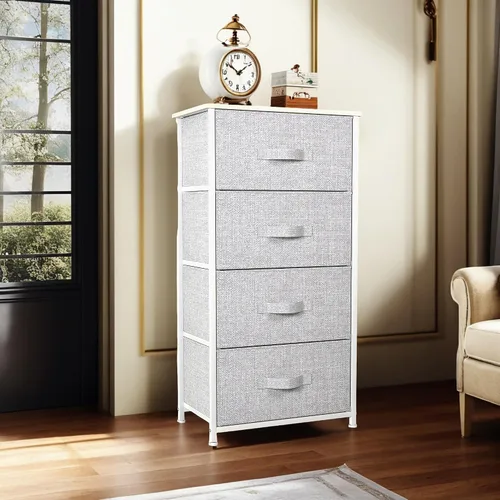 Miniatura 5 de YITAHOME Cómoda con 4 cajones – Torre de almacenamiento de tela, unidad organizadora para dormitorio, sala de estar, pasillo, armarios – Estructura