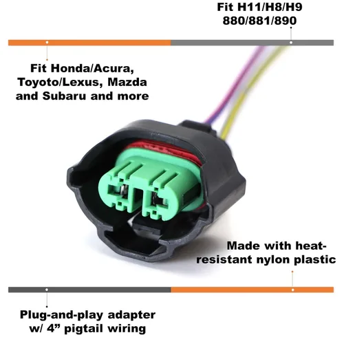 Miniatura 2 de iJDMTOY OEM H11 H8 adaptadores hembra arnés de cableado con conectores de cable de 4 pulgadas compatibles con faros delanteros o luces antiniebla