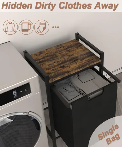 Miniatura 2 de Cesta grande de lavandería de 14.5 galones con ruedas, bolsas clasificadoras extraíbles y extraíbles, organizador de ropa independiente para ropa