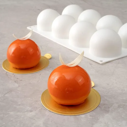Miniatura 4 de Restaurantware -Molde de bola de 8 cavidades de pastelería, 1 molde de chocolate listo para horno - Molde de silicona blanca flexible, congelable