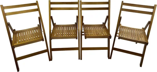 Miniatura 7 de HomVent Juego de 4 sillas plegables de madera con rejillas, totalmente montadas, sillas plegables para eventos, silla de boda, asiento de listones