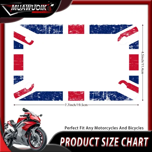 Miniatura 2 de Marco de placa de matrícula de motocicleta con bandera británica vintage del Reino Unido de acero inoxidable divertido soporte para placa de Bandera