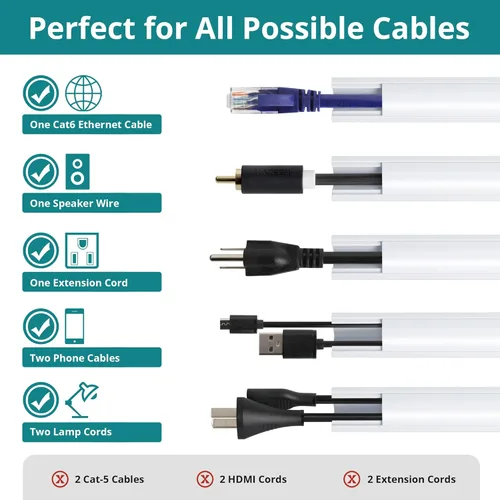 Miniatura 3 de Ocultacables de Esquina de 85 pulgadas, Conducto de Esquina de Un Cable, Cubierta de Cable de Esquina Pintable, Canal de Gestión de Cables