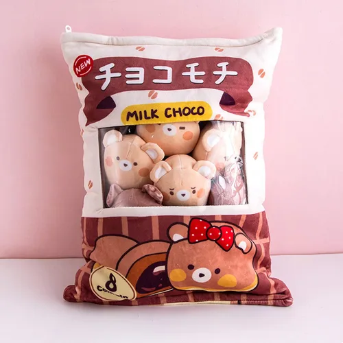 Miniatura 4 de Nenalayo Linda Bolsa de Juguete de Peluche de Oso de Chocolate, Cojín Decorativo Suave, Juguetes de Animales de Peluche, Regalos Creativos