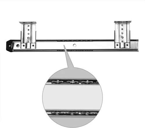 Miniatura 4 de KINJOEK 2 rieles deslizantes de bandeja para teclado de 14 pulgadas, altura ajustable, rodamiento de bolas, pista de montaje en teclado