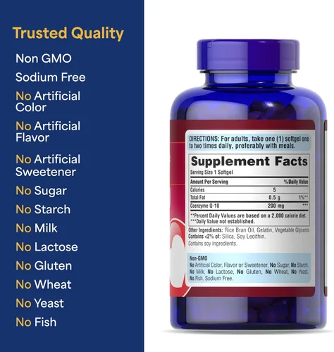 Miniatura 7 de Puritan's Pride Coenzima CoQ10 200 mg, suplemento dietético para la salud del corazón, presión arterial, salud oral de las encías y apoyo saludable