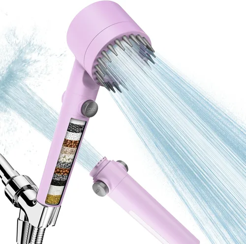 Miniatura 16 de Regadera con filtro y ducha de mano, caudal de agua a alta presión y múltiples modos de chorro, lavado potente para agua dura, interruptor de claro