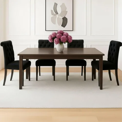 Miniatura 16 de Juego de 2 sillas de comedor de terciopelo tapizadas, modernas sillas decorativas copetudas, sillas laterales Parsons de madera para el hogar, negro