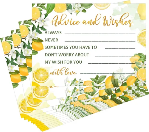 Miniatura 8 de Zonon 50 tarjetas de consejos y deseos, sin revestimiento, para boda, libro de visitas impreso de peso pesado para la novia y el novio, baby shower
