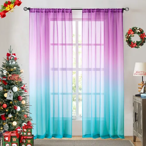 Miniatura 17 de Cortinas transparentes de lino sintético con degradado gris oscuro para dormitorio y sala de estar con bolsillo para barra, cortinas de gasa Gris