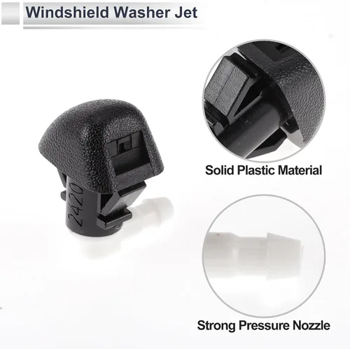 Miniatura 5 de Boquilla de limpiaparabrisas para Honda Pilot 2009-2015 delantero con 6 piezas de manguera en Y conector de manguera de coche de plástico negro 1