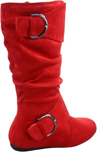 Miniatura 3 de Botas de media pantorrilla con hebilla de punta redonda cerrada y hebilla lateral con cremallera lateral para mujer