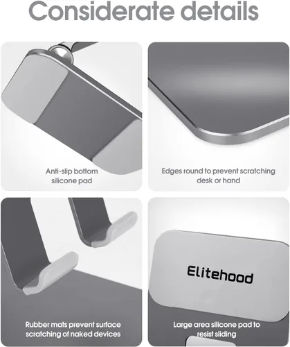 Miniatura 7 de elitehood Soporte de aluminio para iPad, soporte ajustable para iPad para escritorio, soporte de tableta de escritorio para Pro 13 12.9 11 Air Mini