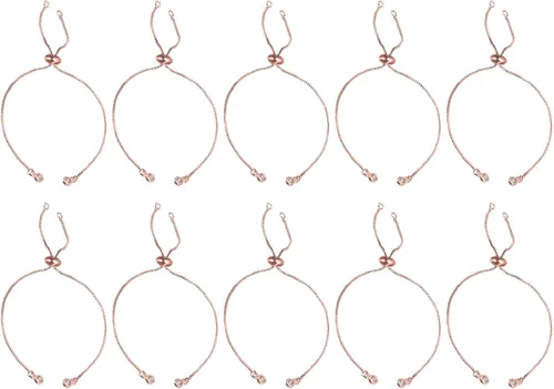 Miniatura 8 de uxcell Pulseras deslizantes ajustables, 10 unidades de extensor de caja de cadenas de conexión con extremos de diamantes de imitación para hacer