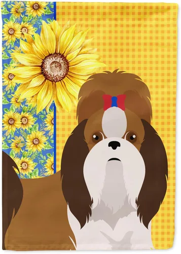 Miniatura 258 de Caroline's Treasures WDK5331CHF - Bandera de verano con diseño de girasoles rojos y blancos, manga grande, para porche, para colgar en la pared