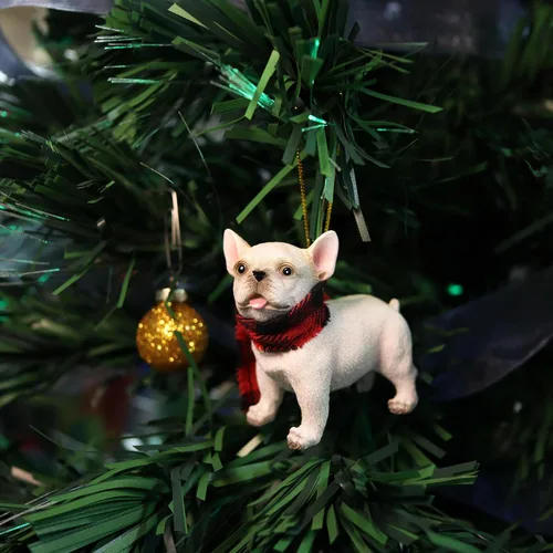 Miniatura 6 de Needzo Adorno navideño de bulldog, decoración festiva para colgar para mascotas, regalos para amantes de los perros, 2.5 x 1.3 x 2.5 pulgadas