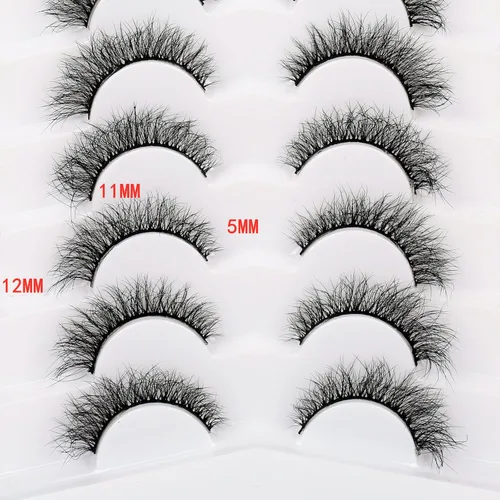 Miniatura 792 de Pooplunch - Pestañas postizas finas de visón sintético, estilo ojo de gato, naturales, cruzadas, tipo racimo, efecto 8D de volumen, tiras